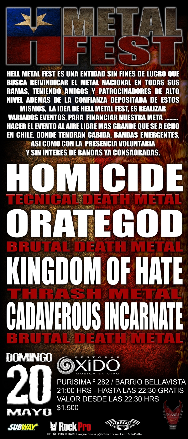 Previa Hell Metal Fest - 20 de Mayo - Bar Oxido