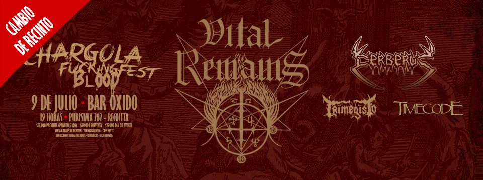 Concierto de Vital Remains cambia de local