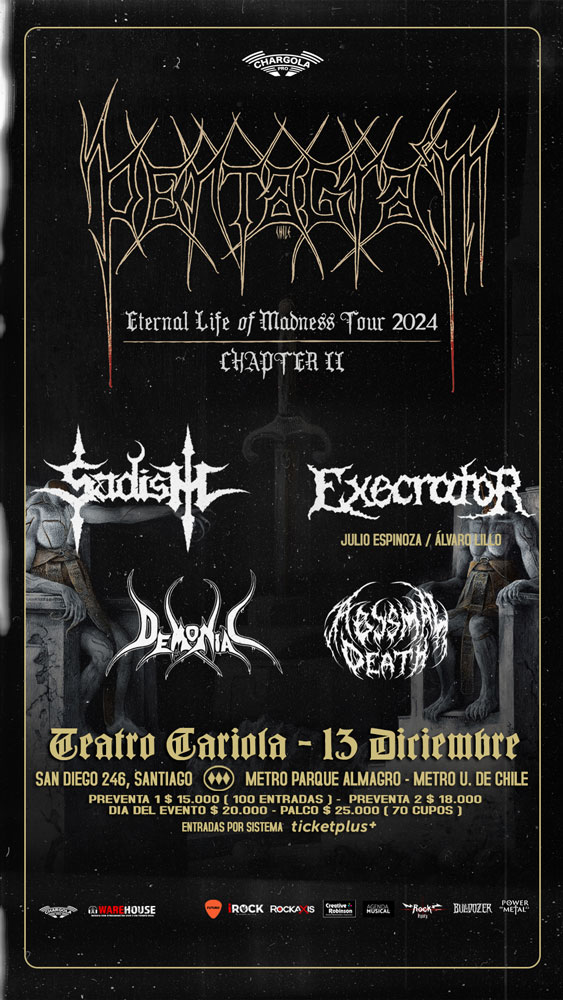 Importantes bandas de Metal Chileno acompañaran a Pentagram en el cierre de su gira Eternal life of Madness Tour 2024