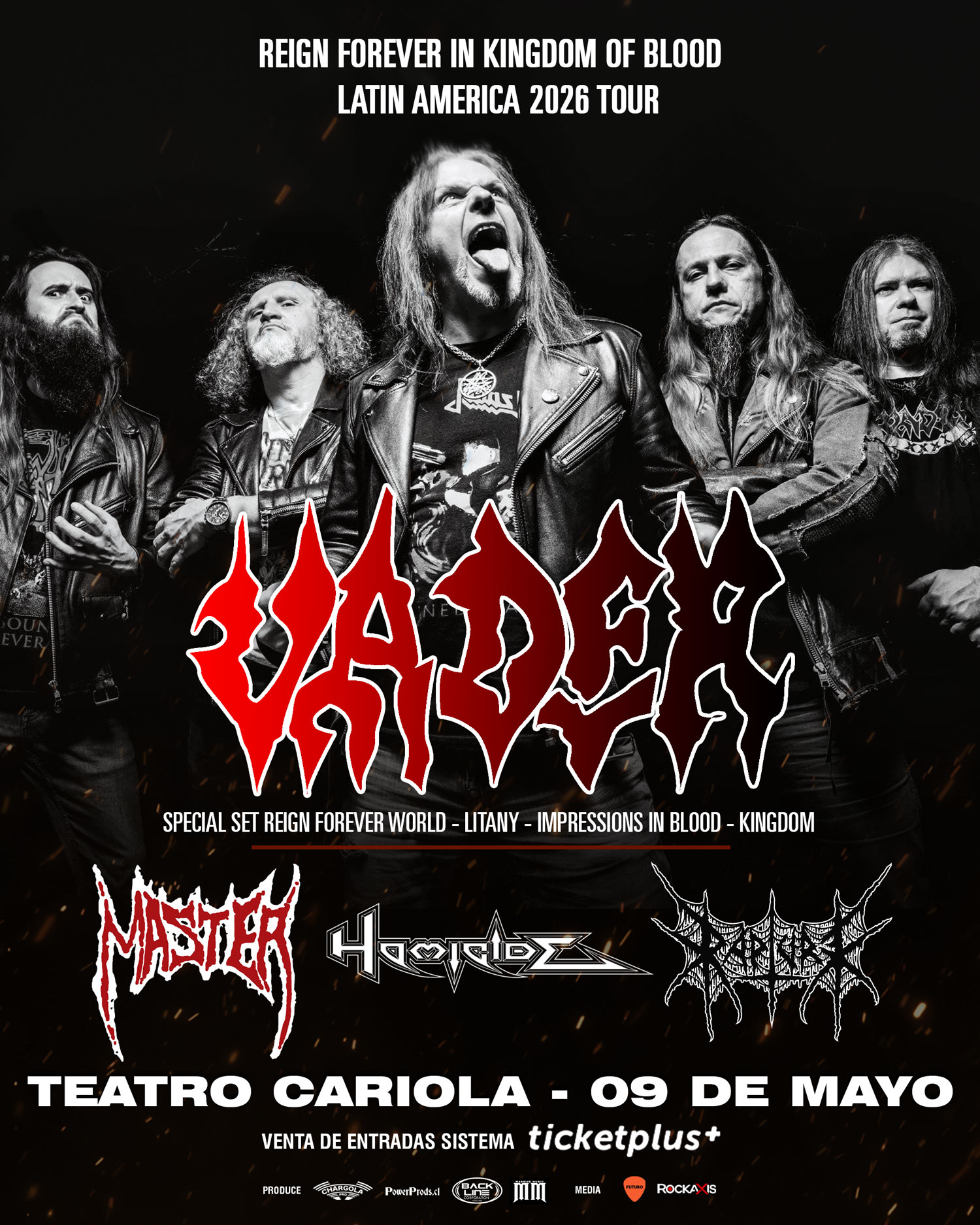 Master, Homicide y Rapture se suman al regreso de Vader en Chile
