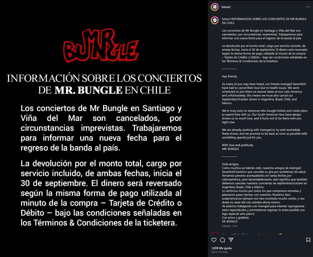 Cancelacion Mr Bungle