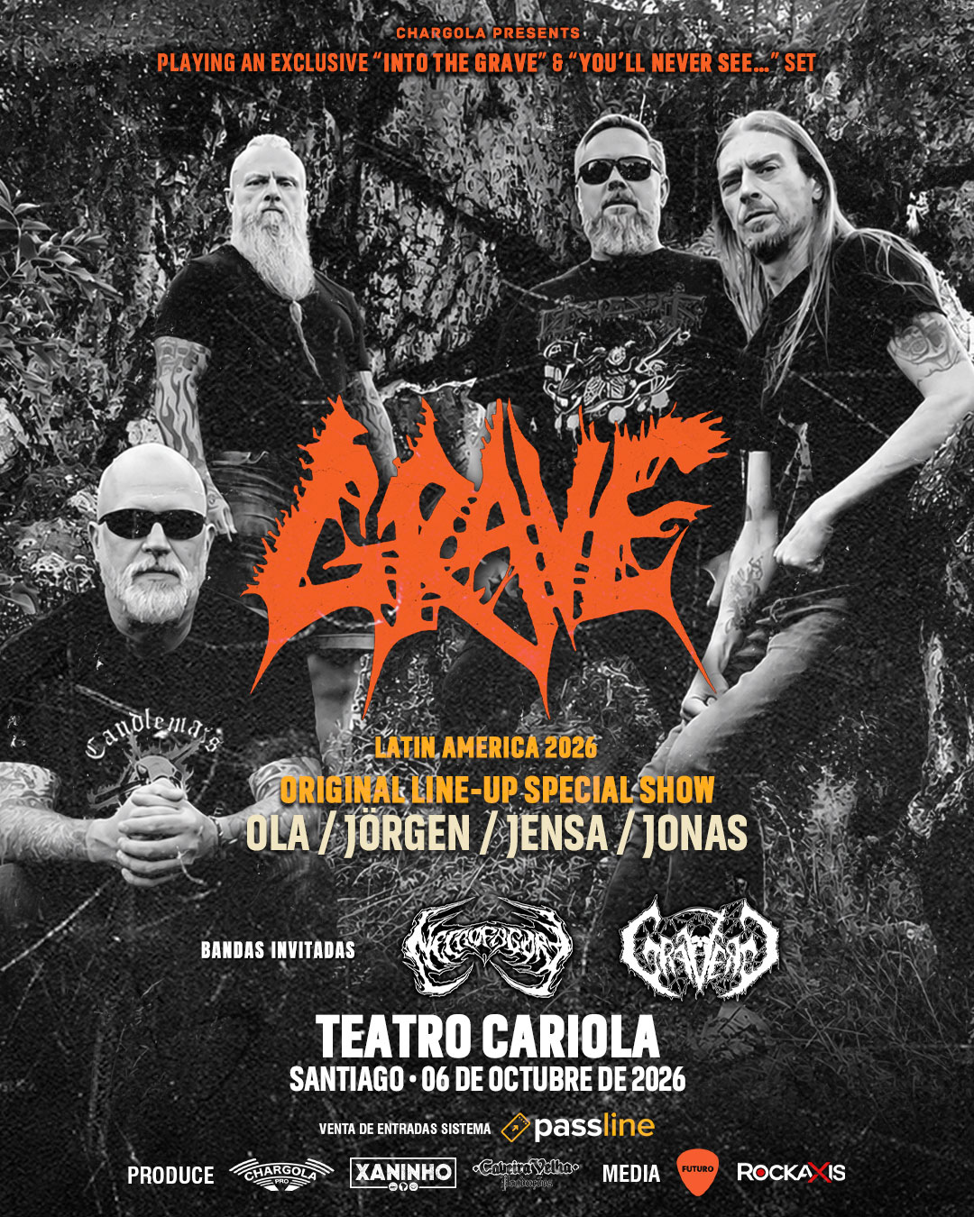 Grave suma a Necrofagore y Gravered a su concierto en Chile