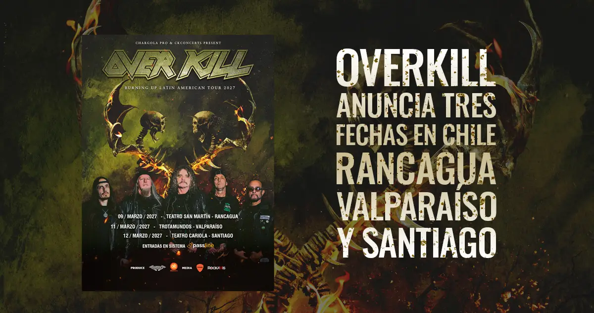 Overkill Anuncia Tres Fechas en Chile: Rancagua, Valparaíso y Santiago.
