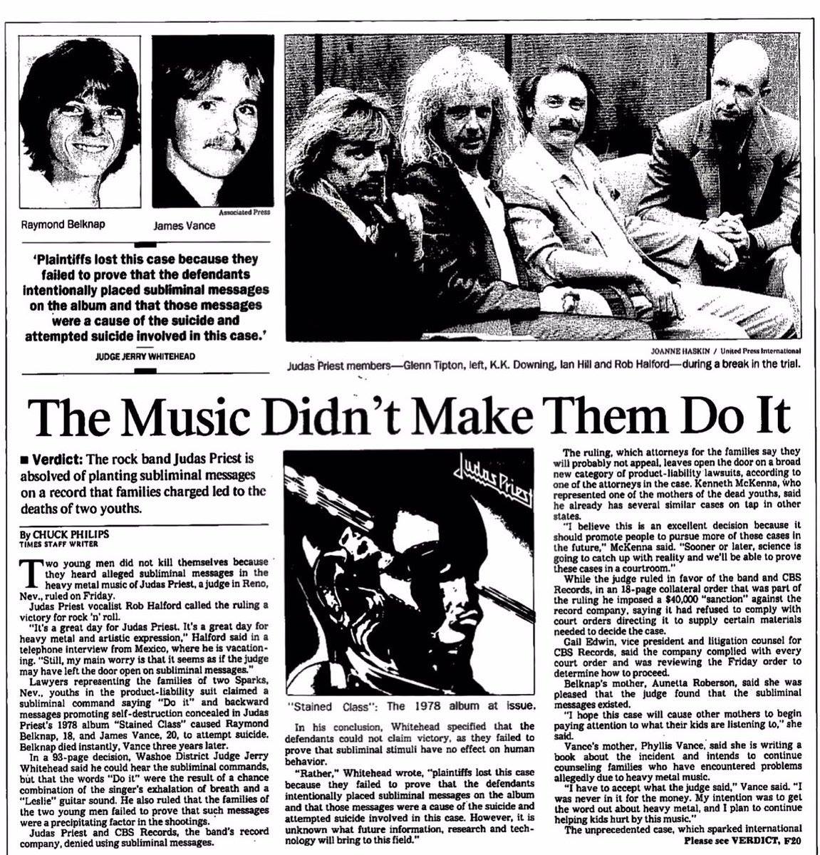 Judas Priest en juicio - Titulares